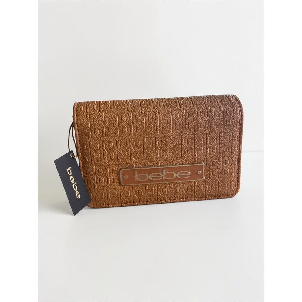 Bebe Thea Crossbody Bag Camel Brown Embossed Logo Mini Handbag E02-5306 NEW